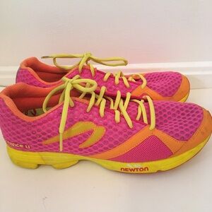 Newton distance u running shoes 11.5 pink yellow orange